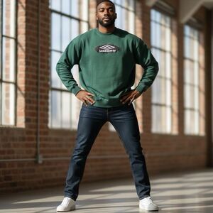 Vtg  1990’s Umbro Sweatshirt, Green Xl. Soccer Over Size  Label Gone